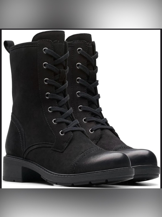 Clarks Shoes - Clarks Black Lace-Up Women's Combat Boots